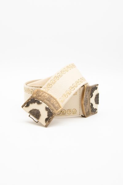 Etro Gürtel mit Ornamenten in Ecru und Antikgold