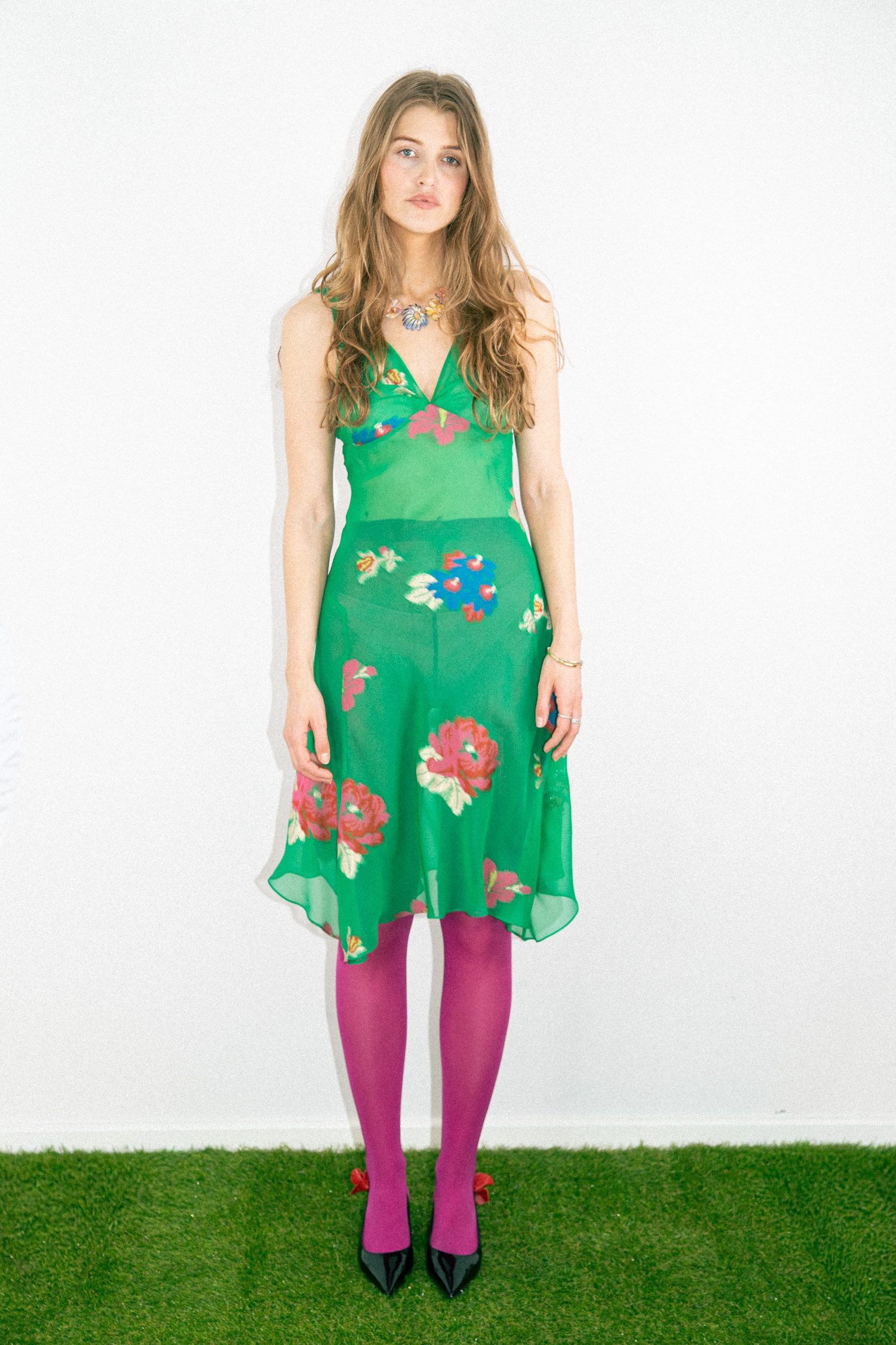 Etro fließendes Kleid mit Blumenmuster in Grün