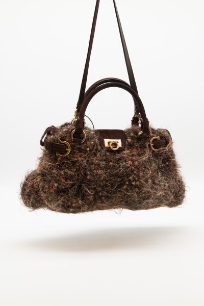 Salvatore Ferragamo "Gancini" Handtasche in Dunkelbraun und Gold