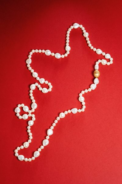 Jörg Heinz lange Perlenhalskette Perlenkette Pearl necklace