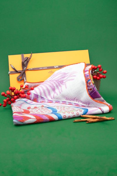 Hermès "Plumes en Fête" Tuch mit bunten Federn