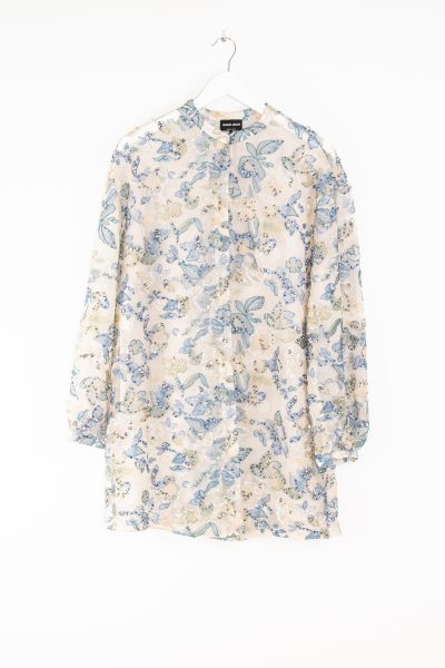 Giorgio Armani langer Blazer mit Stickerei und Perlen in Sand und Blau