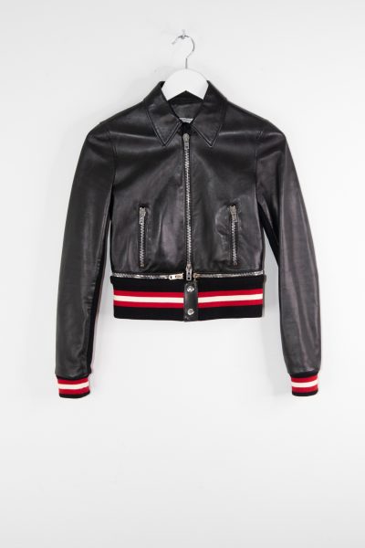 Givenchy Lederjacke in Schwarz, Rot und Weiß