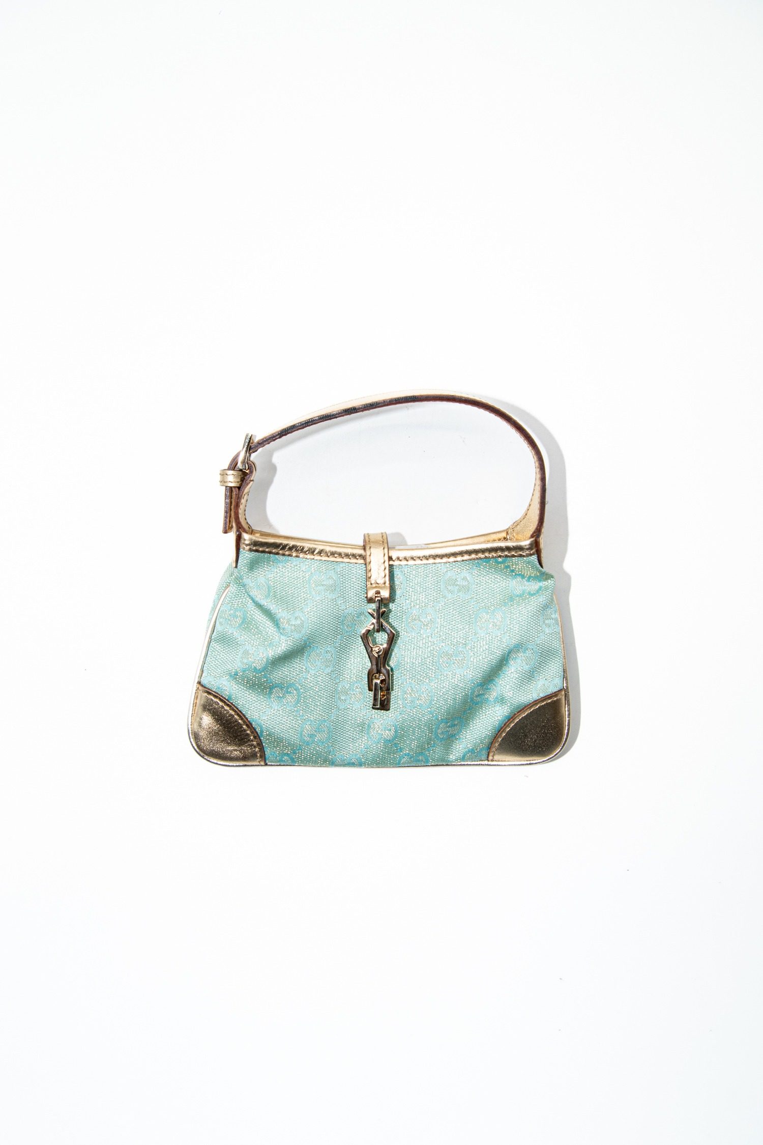 Thumbnail of http://Gucci%20Mini%20Jackie%20Tasche%20in%20Hellblau%20und%20Gold