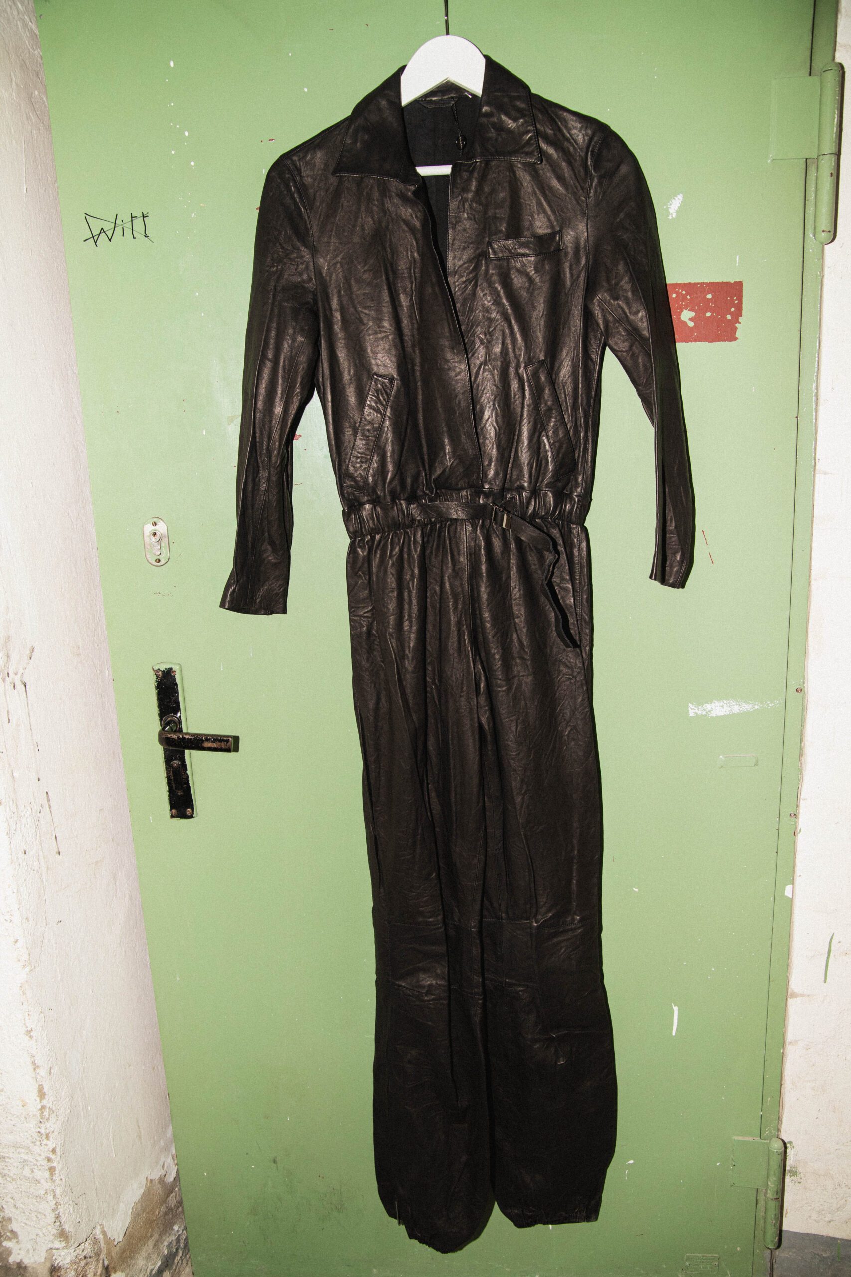 Gucci Vintage Jumpsuit aus Leder in Schwarz