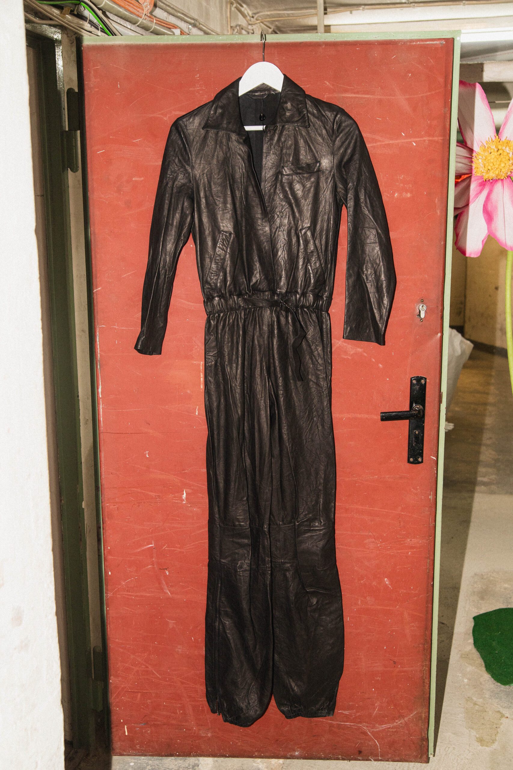 Gucci Vintage Jumpsuit aus Leder in Schwarz