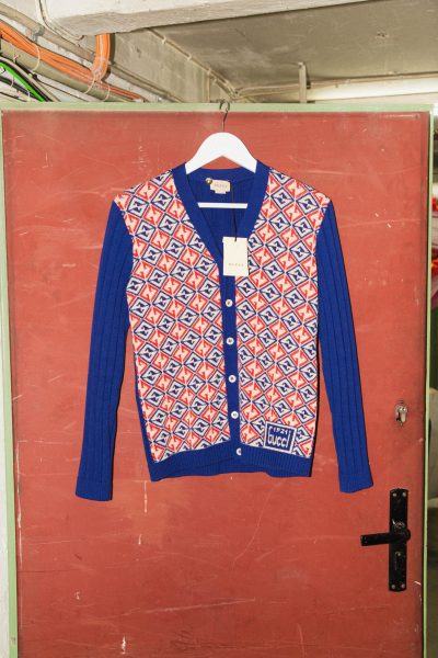 Gucci Strickjacke in Blau und Rot