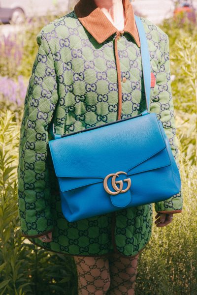 Gucci "Marmont" Umhängetasche in Hellblau