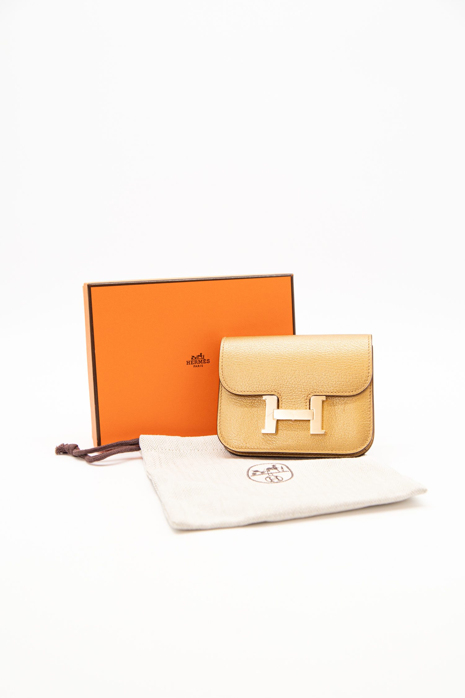 Hermès „Constance Slim“ Portemonnaie in Gold