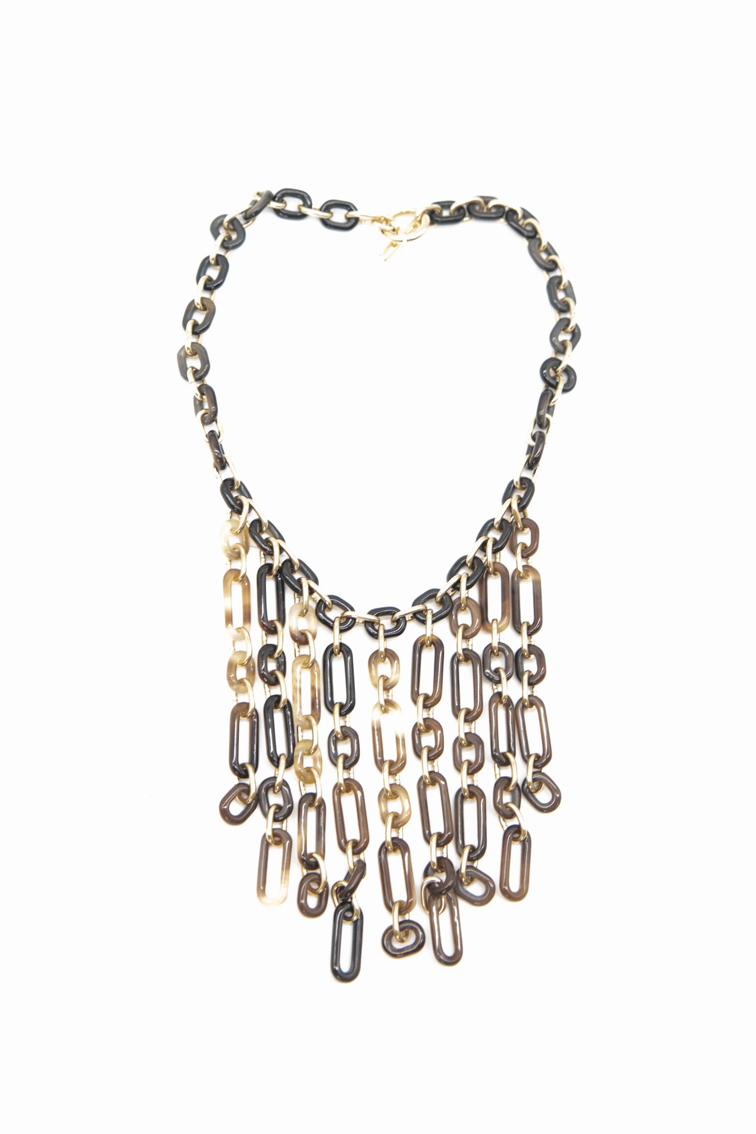 Thumbnail of http://Hermès%20Resille%20Collar%20Halskette%20in%20Dunkelbraun,%20Beige%20und%20Gold