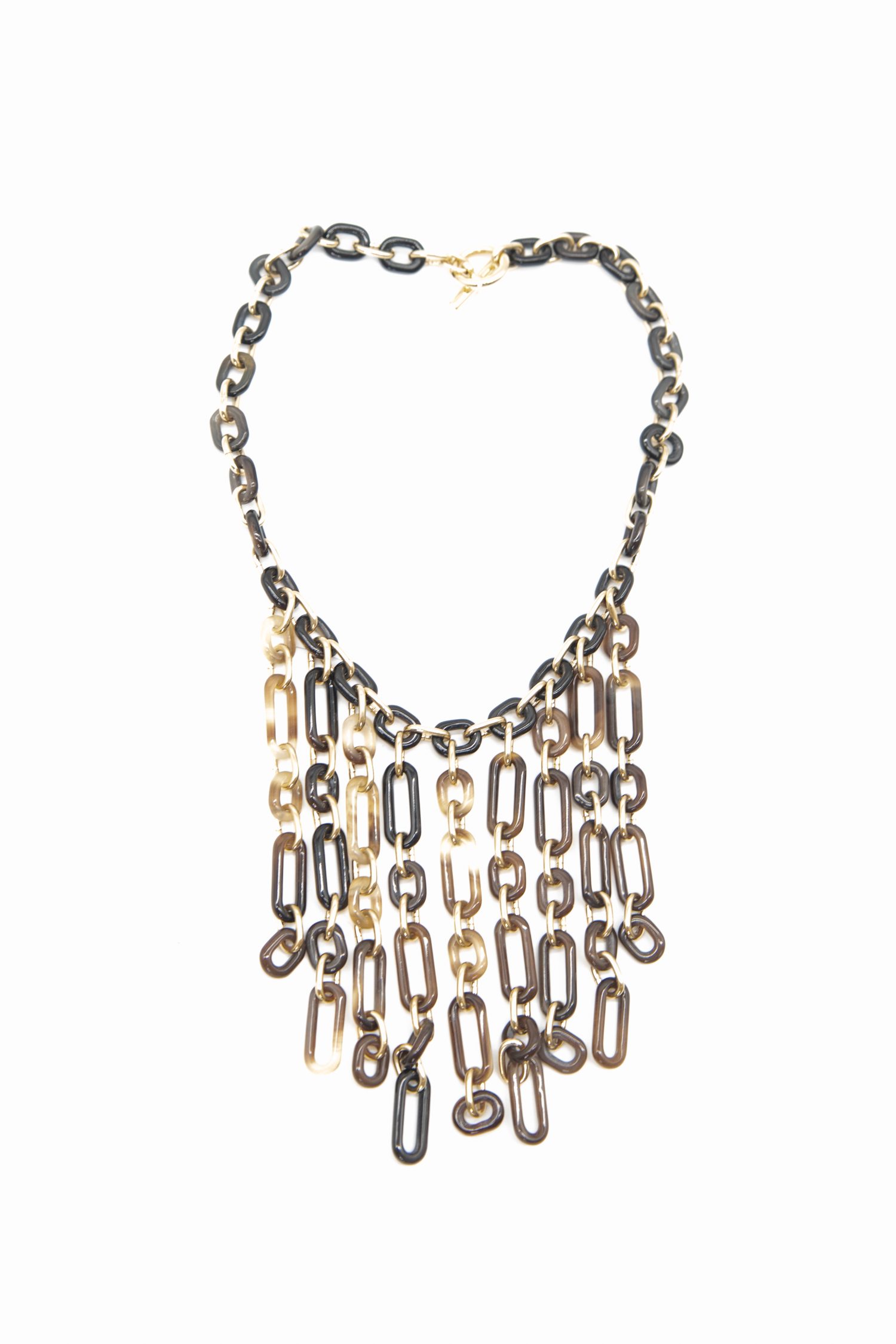 Hermès "Resille Collar" Halskette in Dunkelbraun, Beige und Gold