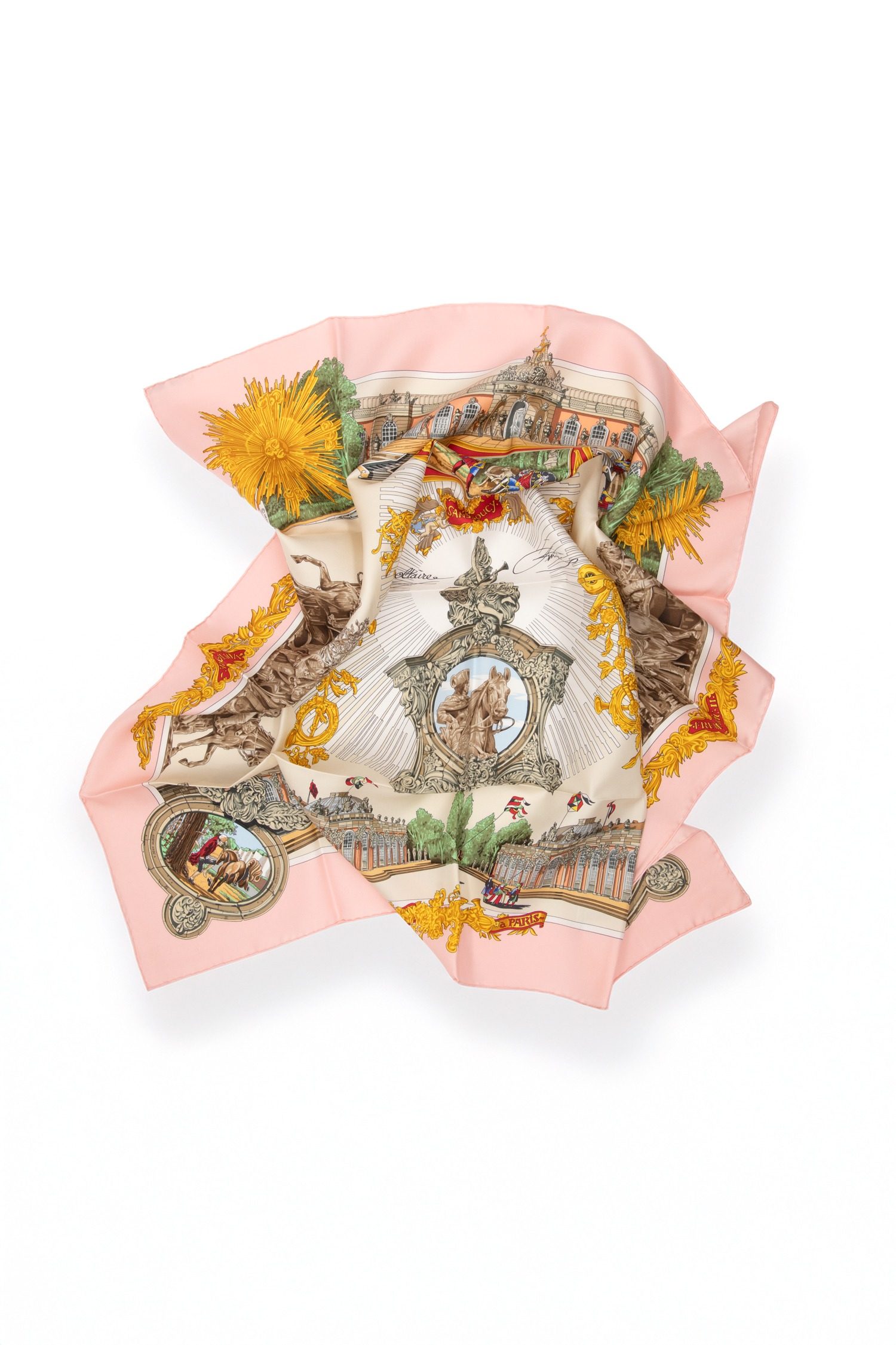 Thumbnail of http://Hermès%20Voltaire%20Seidentuch%20in%20Rosa,%20Ecru%20und%20Bunt