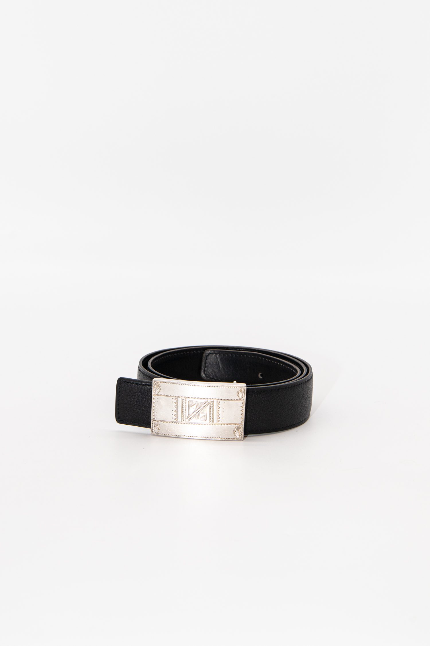 Hermes Gürtel Silber Schnalle in Schwarz