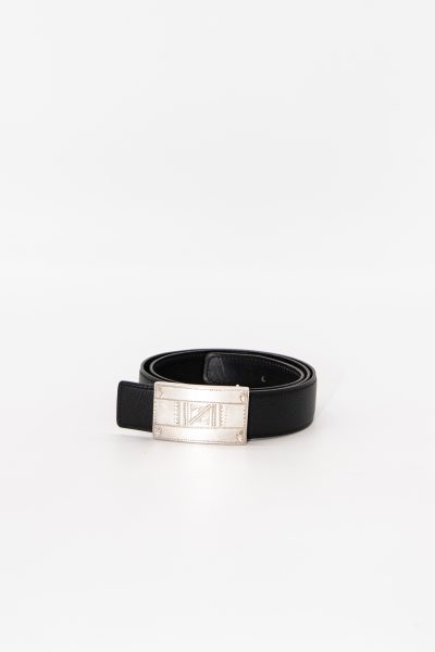 Hermes Gürtel Silber Schnalle in Schwarz