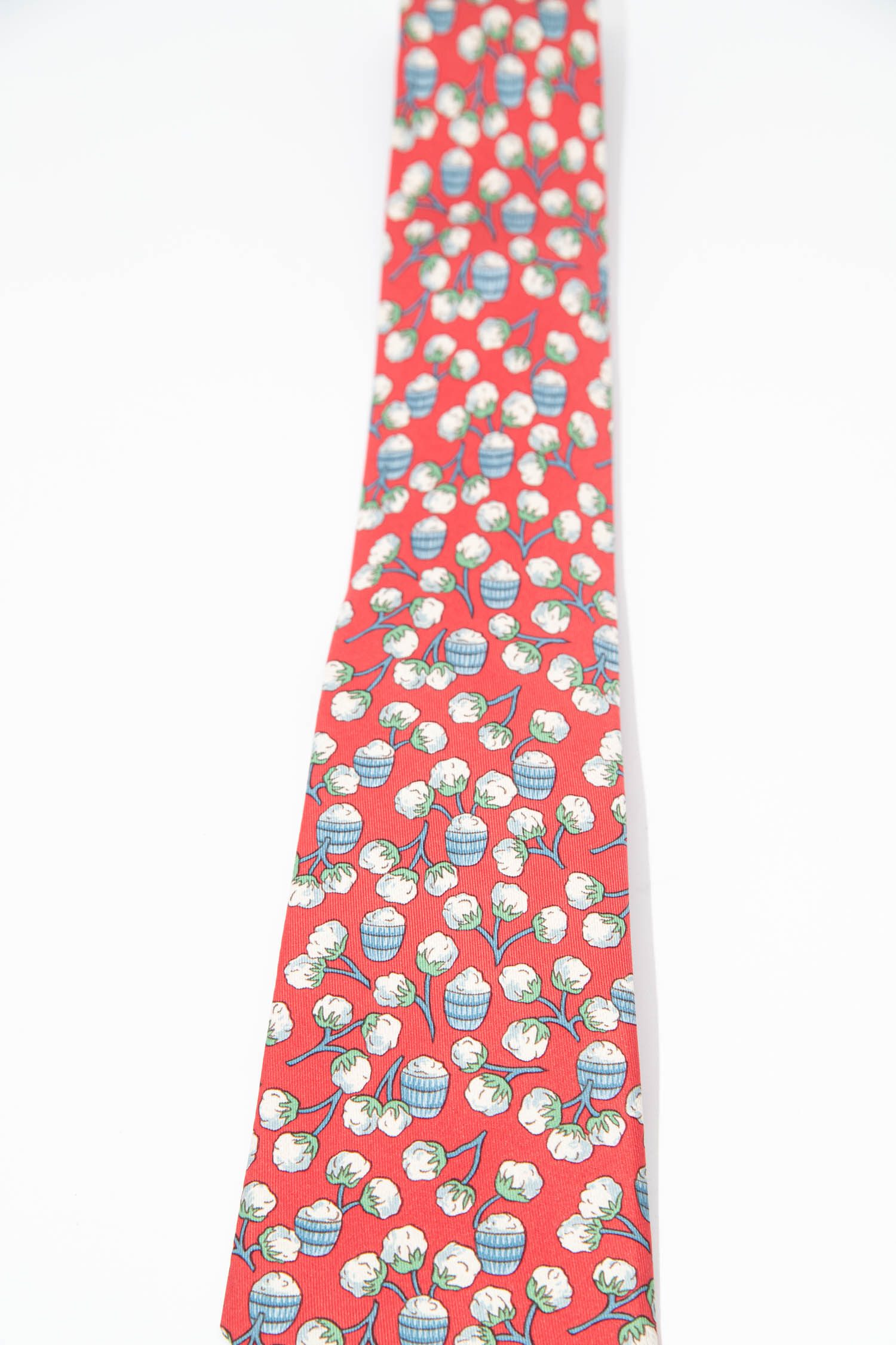 Hermès Krawatte mit Baumwolle-Motiven in Rot