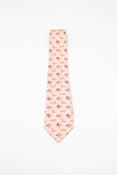 Hermès Krawatte mit Fuchs und Vogel Motiv