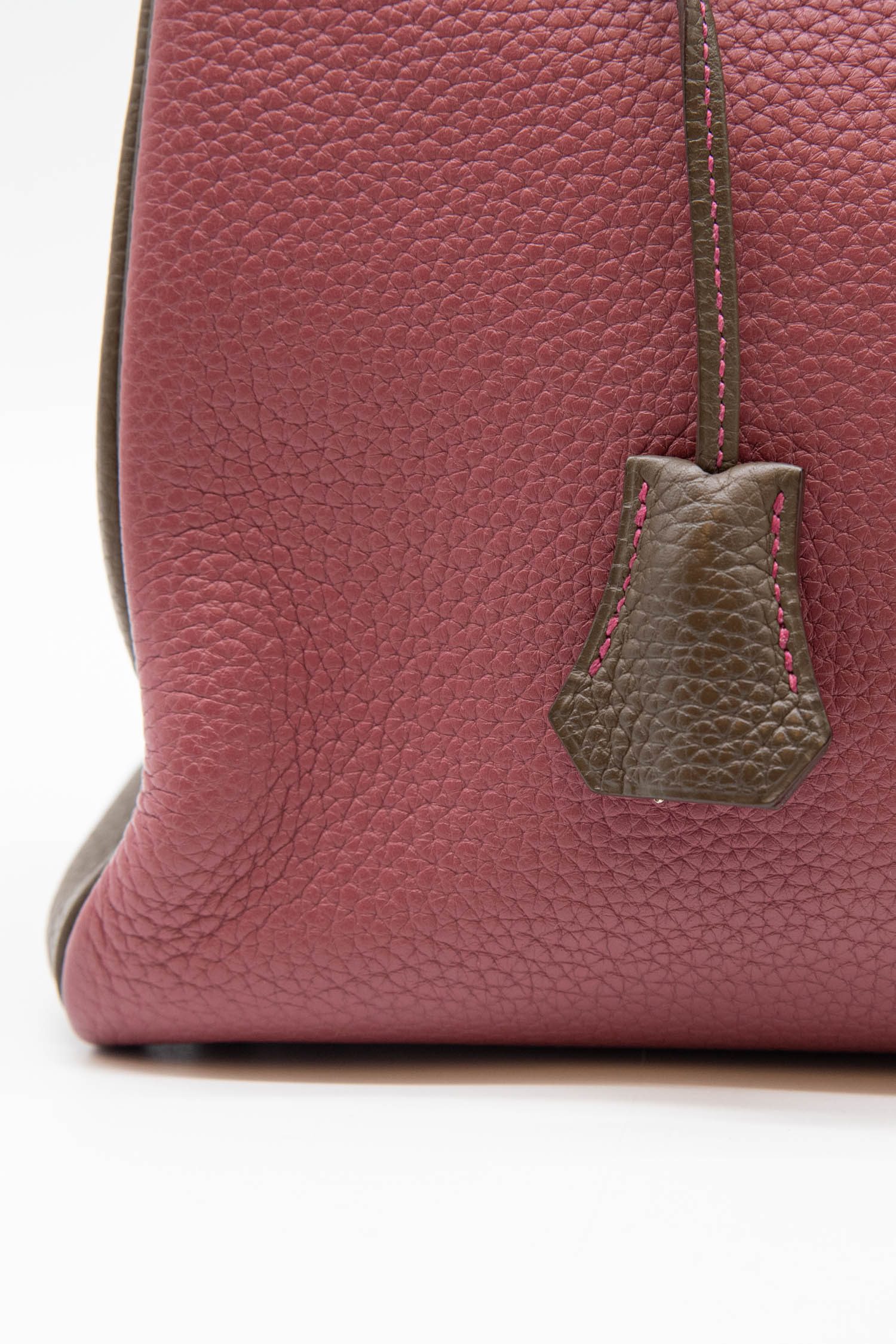 Hermès "Kelly" 35 Clémence Palladium Tasche Bicolore in Tosca/Etain