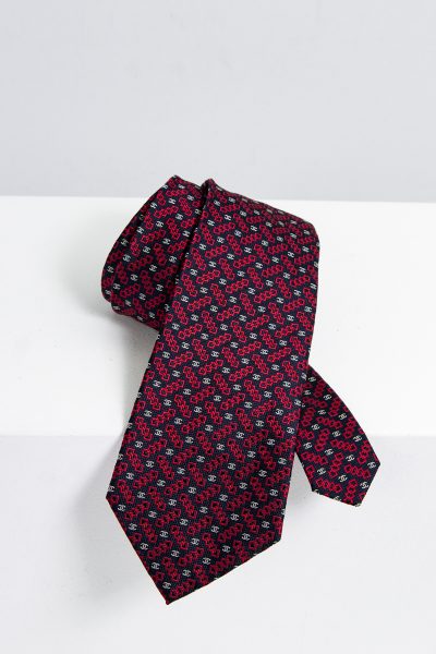 Chanel Krawatteaus gewebter Seide mit Muster und CC's