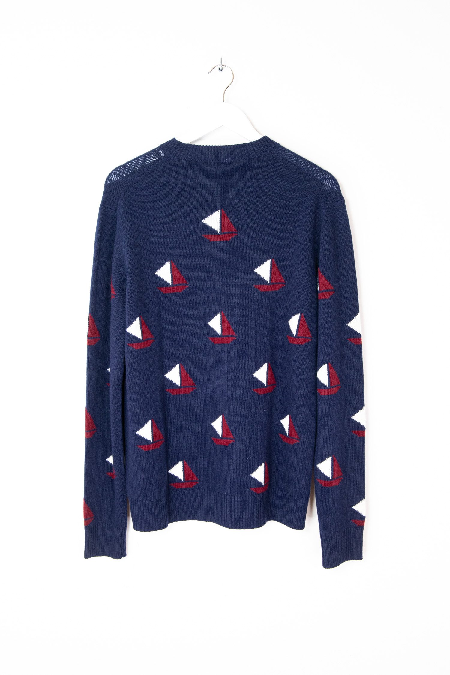 Prada Strickpullover mit Segelbooten in Dunkelblau