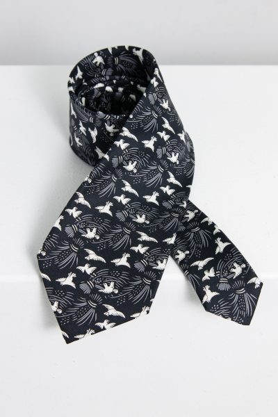 Hermès Seidenkrawatte mit Vögel- und Getreideähren-Motiv