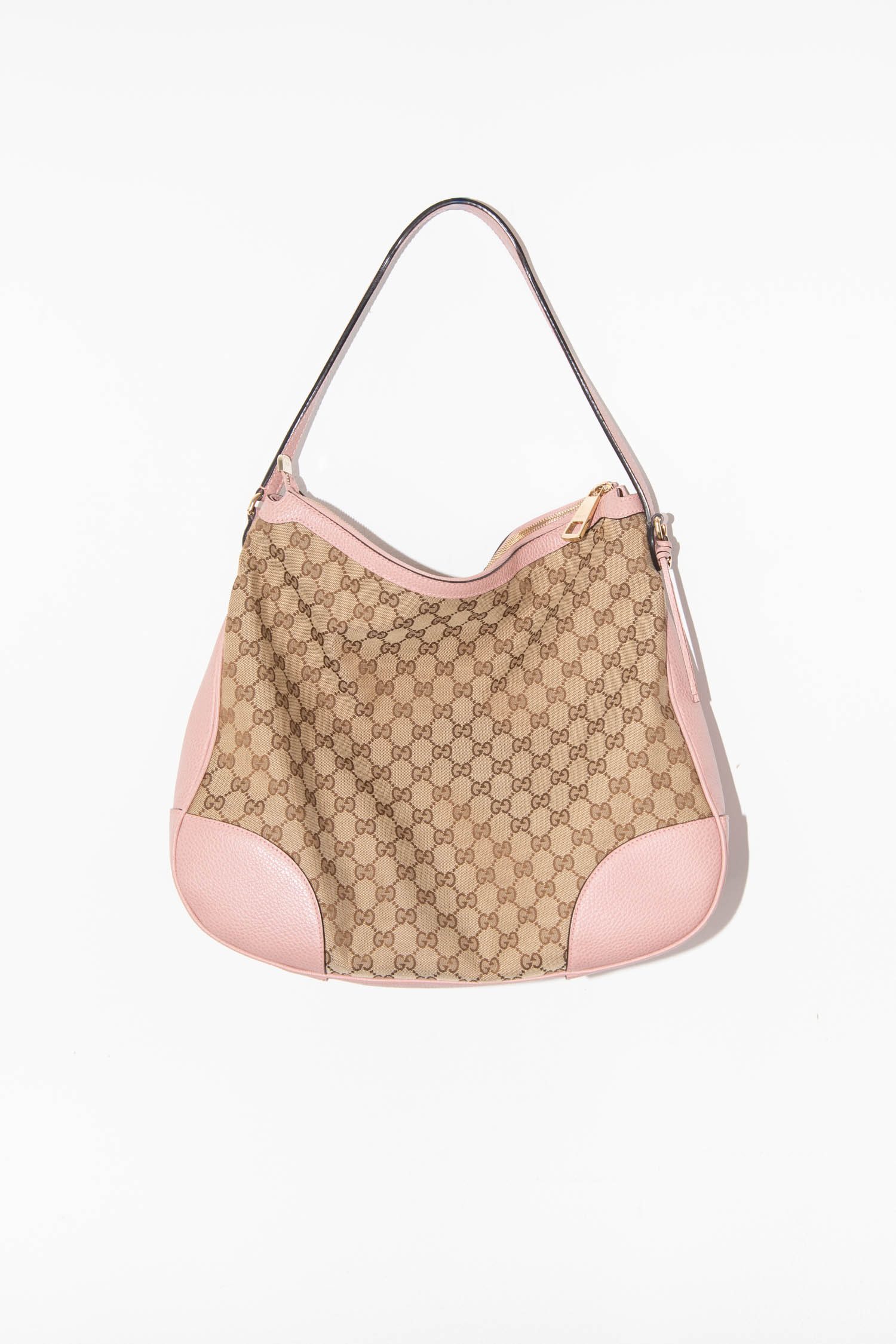 Gucci "Bree" Schultertasche mit GG-Monogram in Rosa und Braun