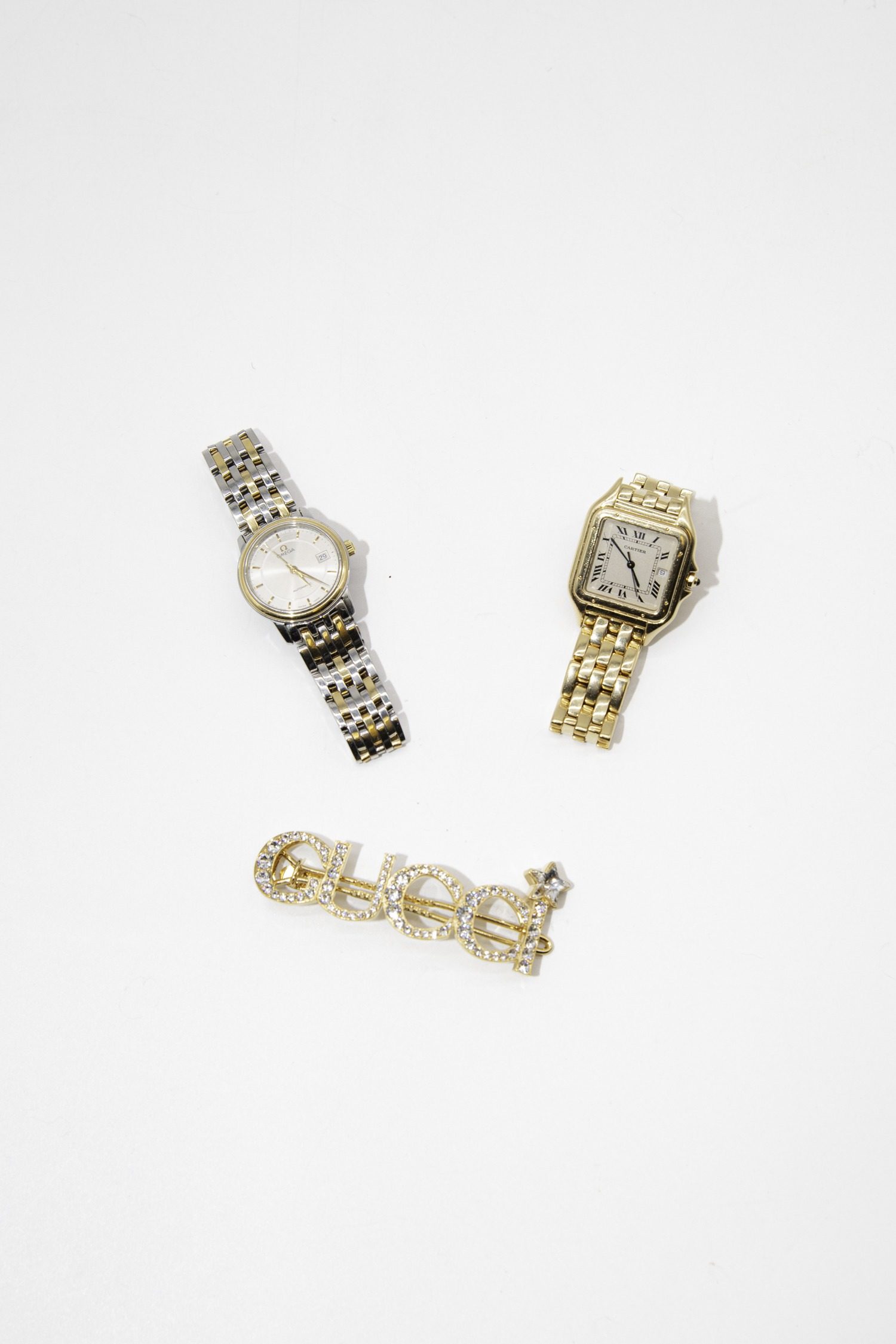 Thumbnail of http://Vintage%20Cartier%20Panthère%20de%20Cartier%20Uhr%20mit%20quadratischem%20Ziffernblatt%20in%20Gold