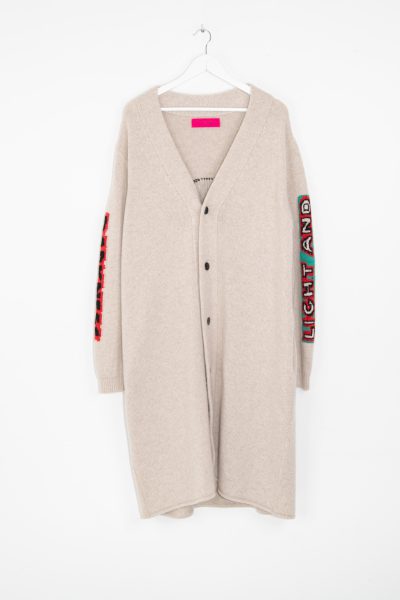 The Elder Statesman Strickjacke mit Schriftzug in Beige