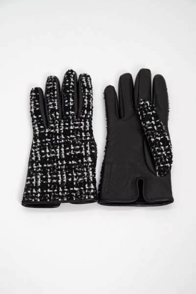 Saint Laurent Tweed Handschuhe Schwarz und Weiß