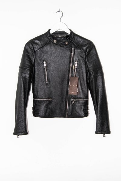 Gucci Lederjacke im Biker-Look in Schwarz