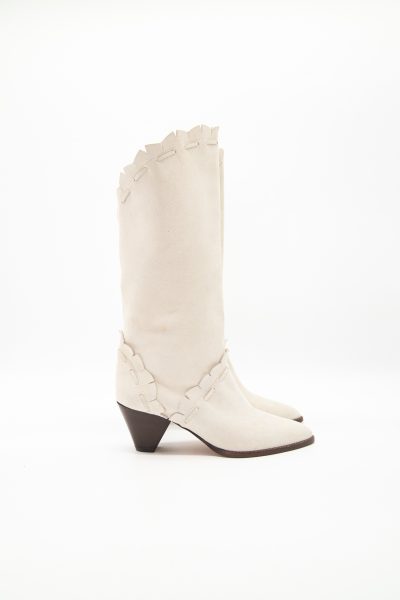 Isabel Marant "Leesta Low" Ankle Boots in Ecru
