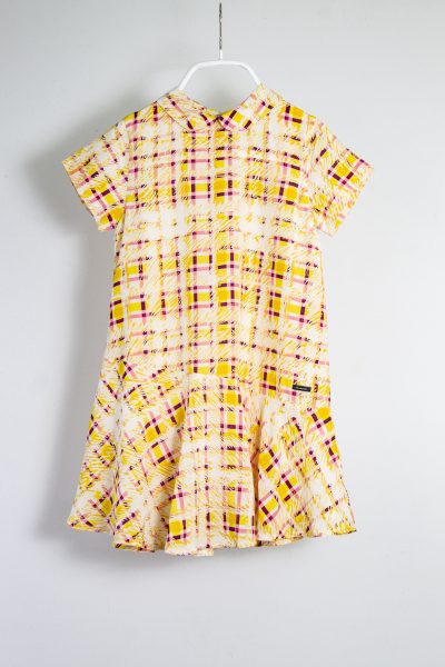 Burberry Seidenkleid in sonnigen Farben mit Bubikragen für Mädchen
