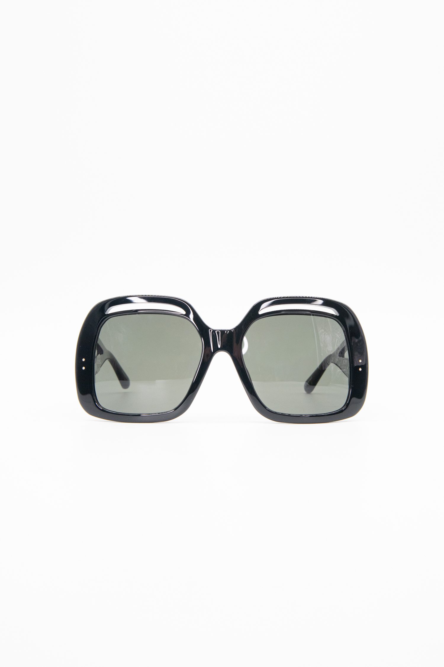 Linda Farrow "Renata" Sonnenbrille in Schwarz und Gold