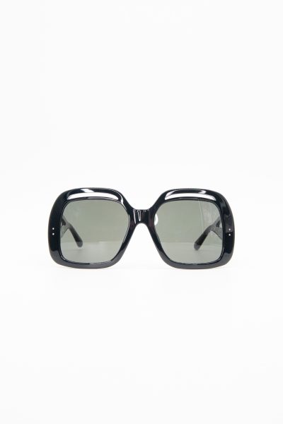 Linda Farrow "Renata" Sonnenbrille in Schwarz und Gold