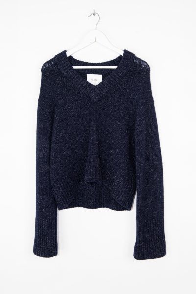 Lisa Yang Strickpullover mit Lurex in Dunkelblau