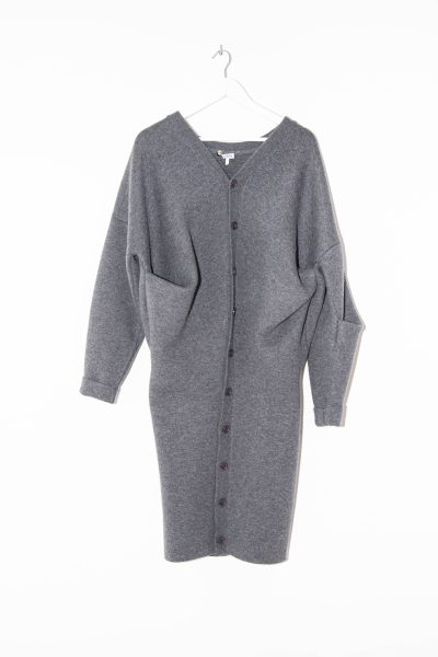 Loewe Maxi-Strickjacke mit Knopfreihe in Dunkelgraux