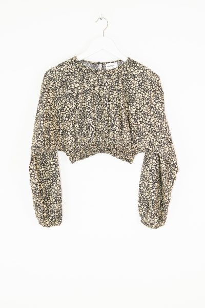 Matteau Bluse mit Blumenmuster in Schwarz und Hellbeige