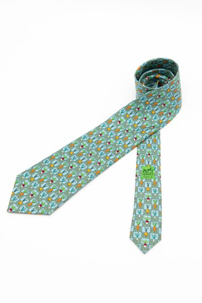 Hermès Krawatte mit Gemüse-Motiven