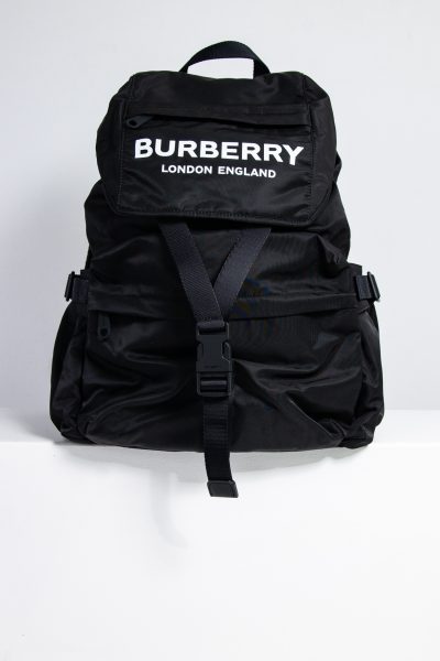Burberry schwarzer Nylon Rucksack mit Logoprint