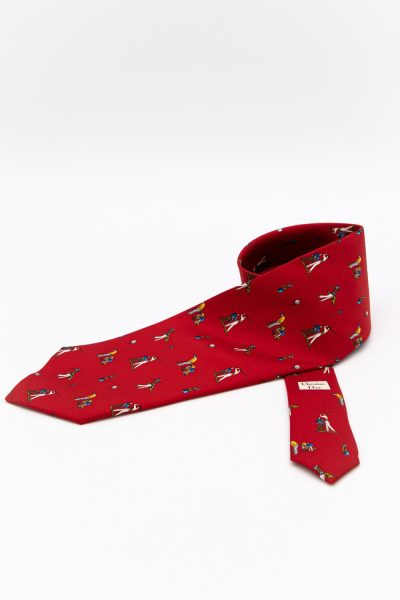 Christian Dior Krawatte mit Golf-Motiven in Rot