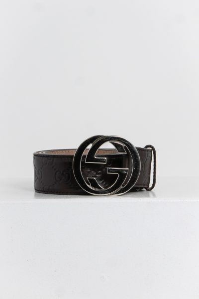 Gucci GG Ledergürtel in dunkelbraun