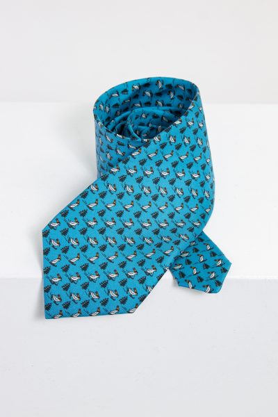 Hermès Krawatte aus Seide mit Pinguinen und Tannen