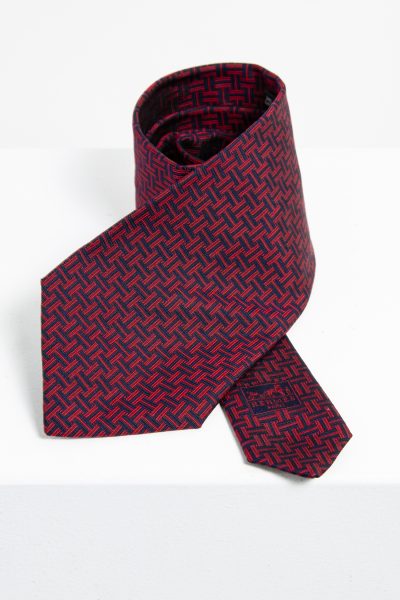 Hermès Seidenkrawatte mit H-Muster in rot
