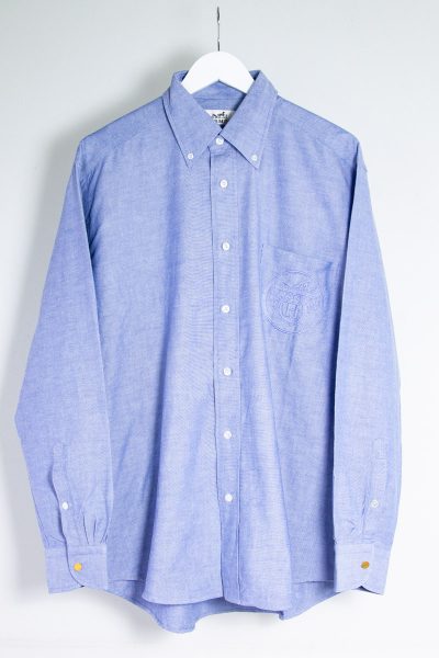 Hermès Baumwoll-Hemd mit Stickerei in blau