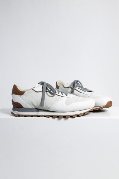 Brunello Cuccinelli “St.Moritz Running” Sneaker in cremeweiß und braun