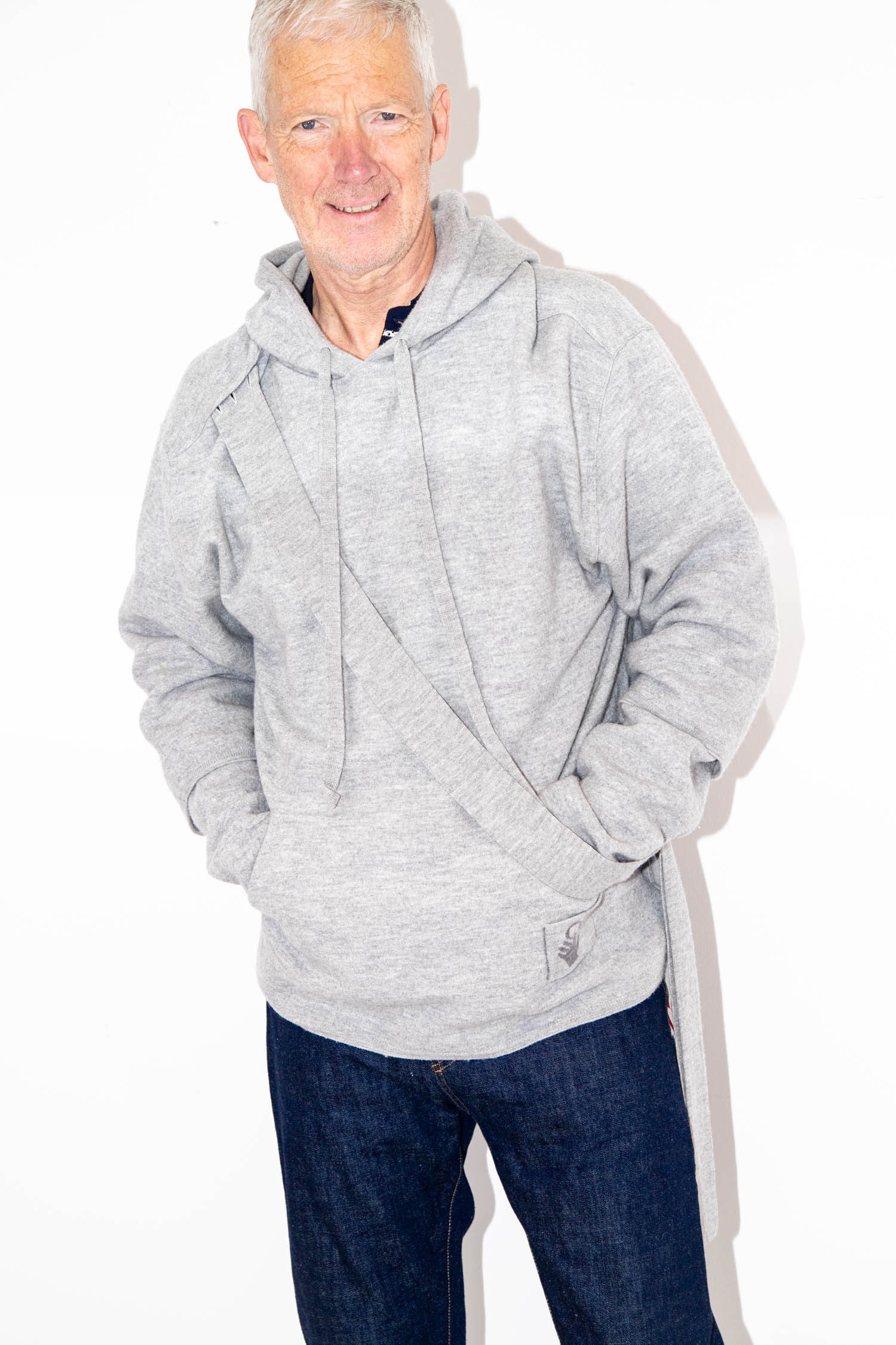 Off-White Feinstrick-Hoodie in Hellgrau