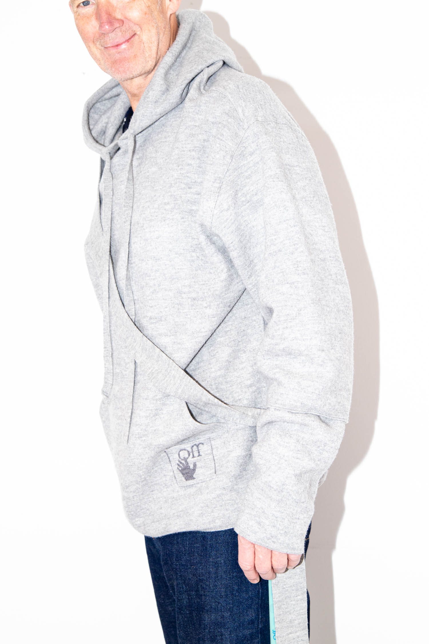 Off-White Feinstrick-Hoodie in Hellgrau