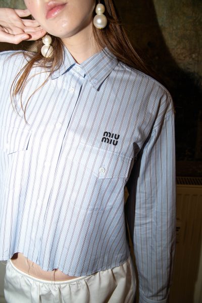 Miu Miu Hemd mit Streifen in Hellblau