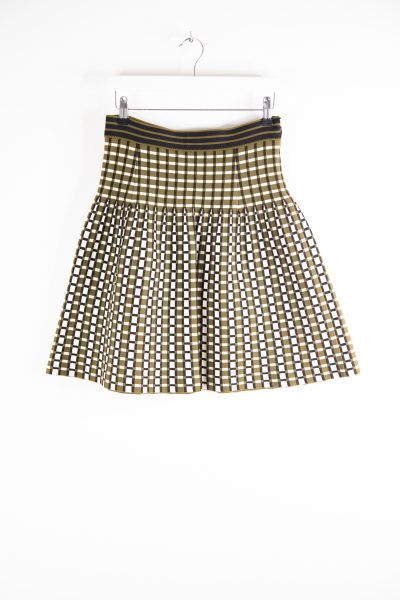 Prada Minirock mit Karomuster in Oliv und Ecru
