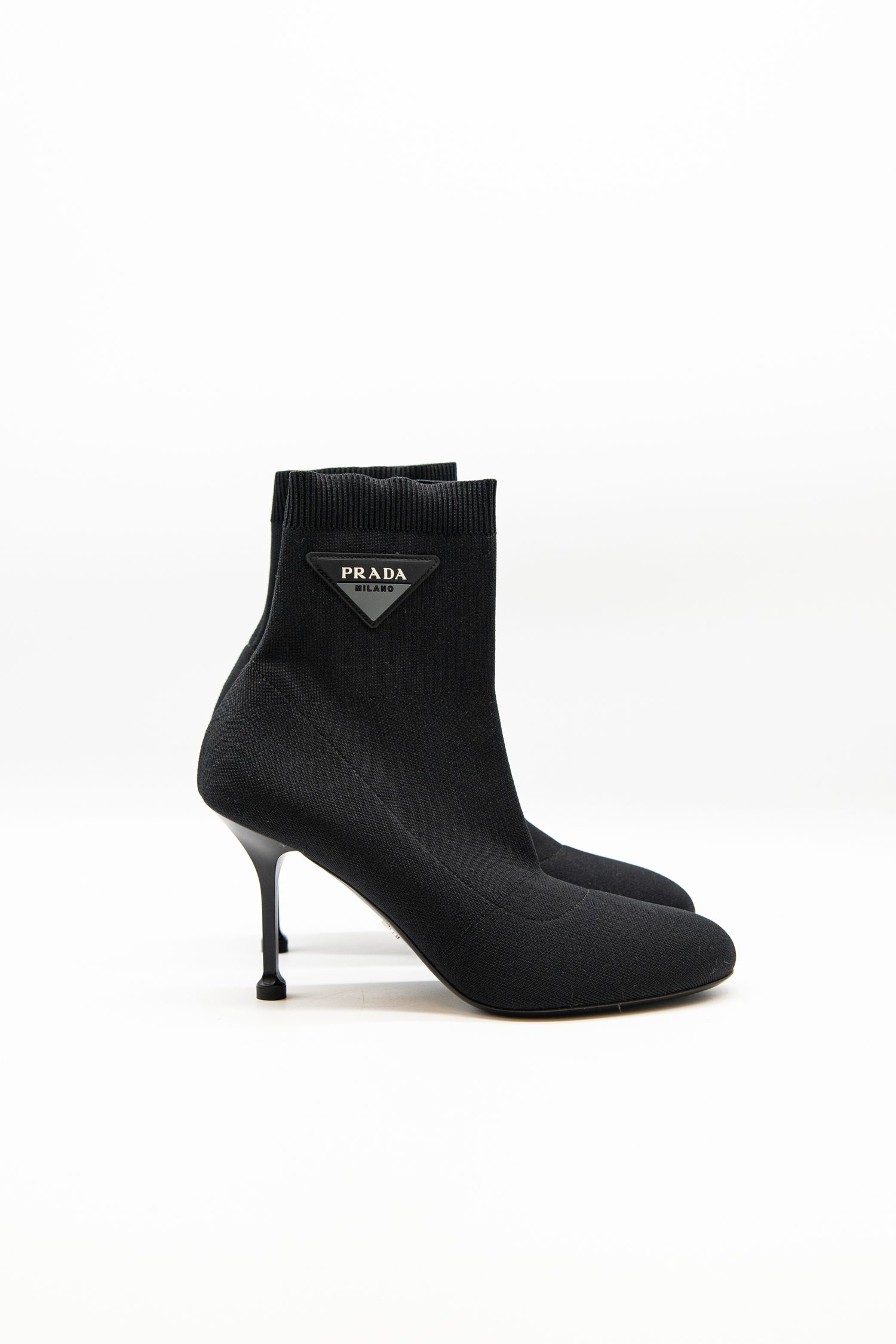 Prada Stretch-Strick Ankle Boots in Schwarz