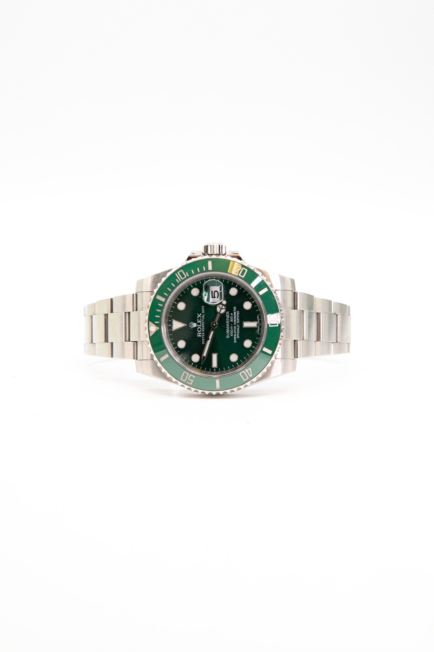 Rolex "Oyster Perpetual Hulk" Uhr in Silber und Grün